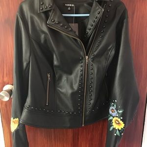 NWT Torid leather embroidered jacket